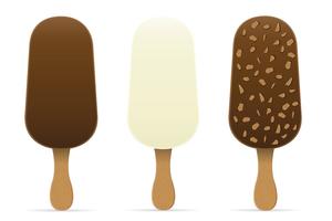 ice cream with chocolate glaze on stick vector illustration