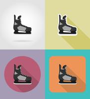 Hockey sobre patines iconos planos vector illustration