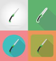 garden tool saw flat icons vector illustration