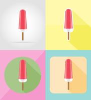 Ilustración de vector de iconos planos de helado