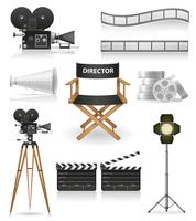 set icons cinematography cinema and movie vector illustration