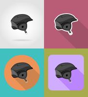 Esquí casco iconos planos vector ilustración