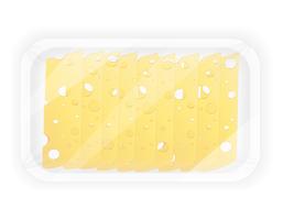 sliced cheese in the package vector illustration