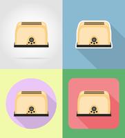 toaster household appliances for kitchen flat icons vector illustration