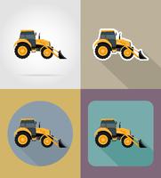 Ilustración de vector de iconos planos de tractor