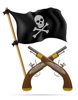 Bandera pirata y pistolas vector ilustración