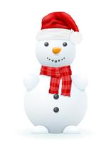 snowman in a red santa claus hat vector illustration