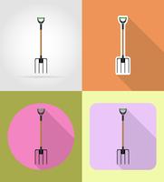 gardening tool pitchfork flat icons vector illustration