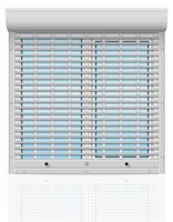 Ventana de plástico detrás de persianas metálicas perforadas ilustración vectorial vector