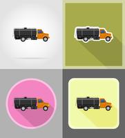 cargo truck delivery and transportation of fuel flat icons vector illustration