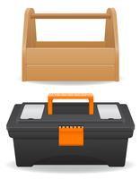 wooden and plastic tool box vector illustration