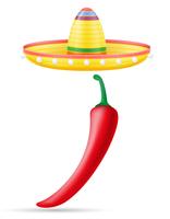 sombrero national mexican headdress and peper vector illustration