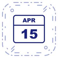 15 de abril Fecha en un calendario de un solo día vector