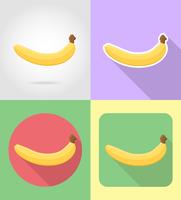 banana fruits flat set icons with the shadow vector illustration