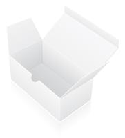 Caja blanca abierta. Plantilla de contenedor de cartón vacío. Vista  superior 3d. Espacio en blanco dentro de la maqueta de pakage. Primer plano  objeto vector realista . Vector de Stock de ©r.Hilch