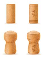corcho de corcho para vino y champagne botella vector illustration