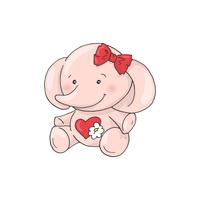 Cute cartoon lovely girl elephant. vector