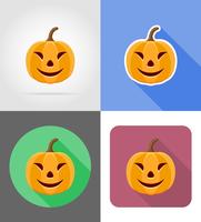 Ilustración de vector de iconos planos de calabaza de Halloween