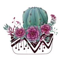 Card with cactuses and succulents set. Plants of desert. vector