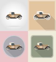 viejo coche retro iconos planos vector illustration