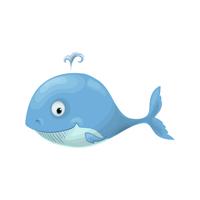 Cute baby whale in a sailor suit cartoon hand drawn vector illustration
