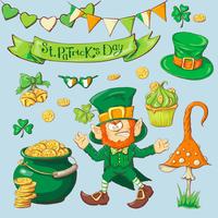 Set of leprechaun characters poses , eps10 vector format