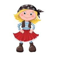 linda chica de niños piratas vector