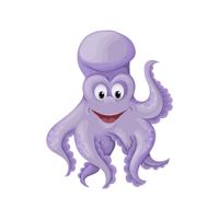 Vector illustration orange octopus. Sea creature.