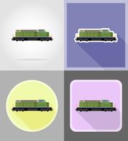 ferrocarril locomotora tren iconos planos vector illustration