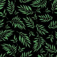 Vector hand drawn seamless pattern with stylized orchid branch for your design on the black background