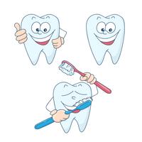 Art on the topic of children's dentistry. Cute cartoon healthy and beautiful teeth.