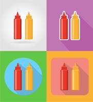 ketchup and mustard fast food flat icons with the shadow vector illustration