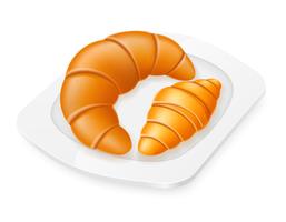 croissants acostado en una ilustración de vector de placa