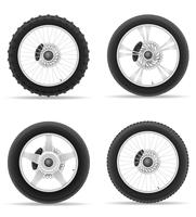 motorcycle wheel tire from the disk set icons vector illustration