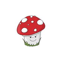 Cartoon Amanita muscaria mushroom icon. Wild forest mushrooms in autumn. vector