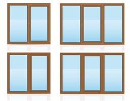 Ventana transparente de plástico marrón vista en interiores y exteriores ilustración vectorial vector