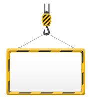 hook crane for building and blank template board vector illustration