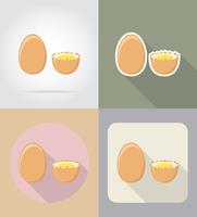 Huevos alimentos y objetos planos iconos vector illustration