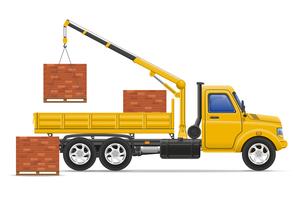 Entrega de camiones de carga y transporte de materiales de construcción concepto vector illustration