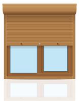 Ventana de plástico marrón con persianas enrollables ilustración vectorial vector