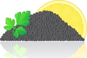 black caviar with lemon and parsley vector
