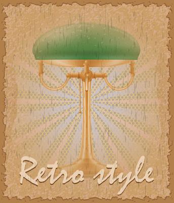 retro style poster old table lamp vector illustration