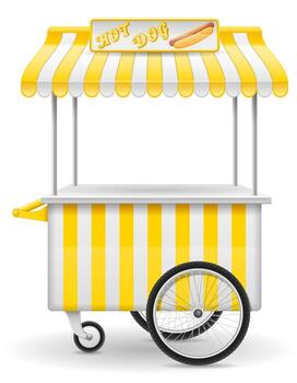 street food cart hot dog vector illustration