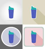 shaker bottle for fitness flat icons vector illustration