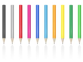 colour pencils pens vector illustration