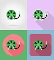 gardening tool hose for watering flat icons vector illustration