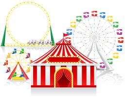 Carpa de circo y atracciones vector illustration