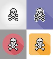 skull and crossbones flat icons vector illustration