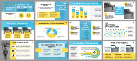 Business presentation slides templates from infographic elements. Can be used for presentation template, flyer and leaflet, brochure, corporate report, marketing, advertising, annual report, banner. vector