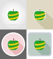 apple and measuring tape flat icons vector illustration